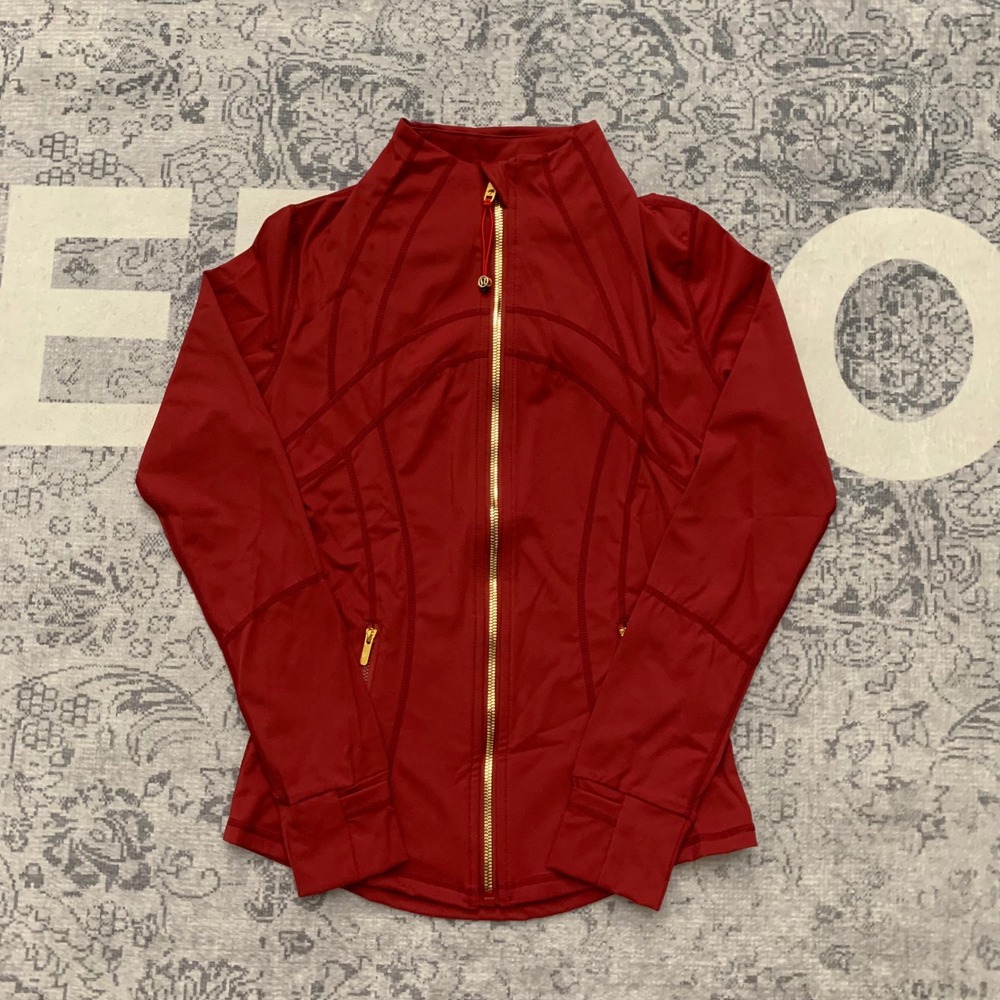Lululemon Define Jacket Leggings Set Women 4 Red Gold Zip Activewear NWT - Picture 3 of 14